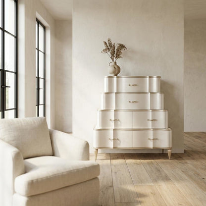 London Place 6-Drawer Tiered Chest - Creamy Pearl