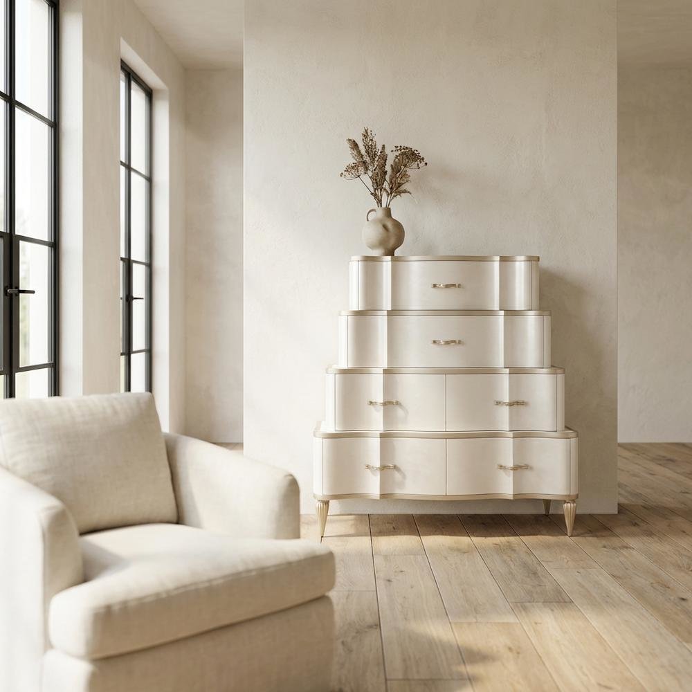 London Place 6-Drawer Tiered Chest - Creamy Pearl