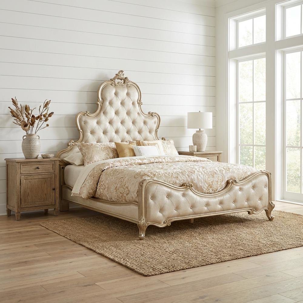 Platine de Royale Eastern King Panel Bed - Antique Platinum