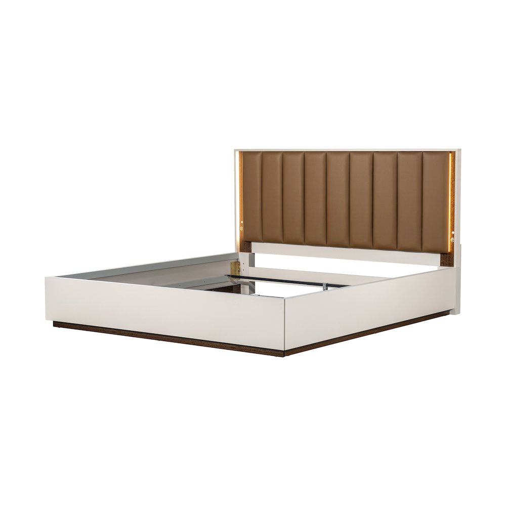 Pavira Eastern King Bed with LED Lights - Walnut