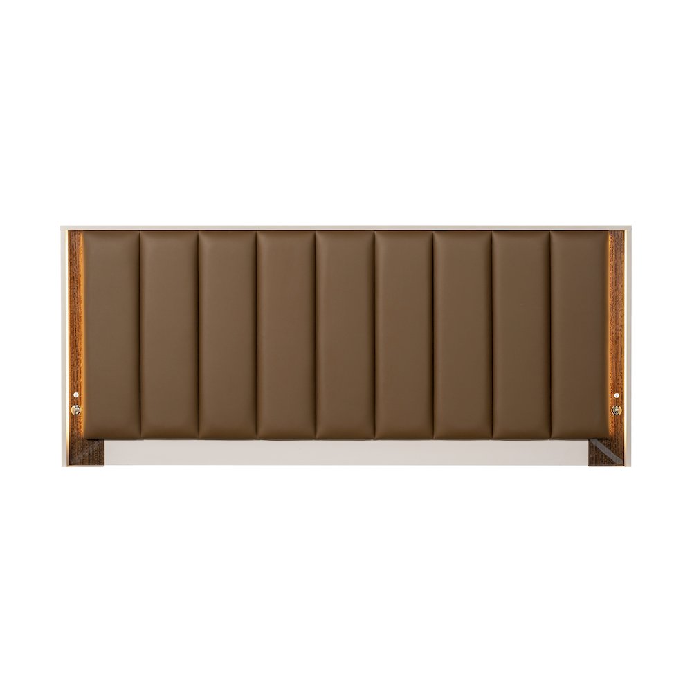 Pavira Eastern King Bed with LED Lights - Walnut