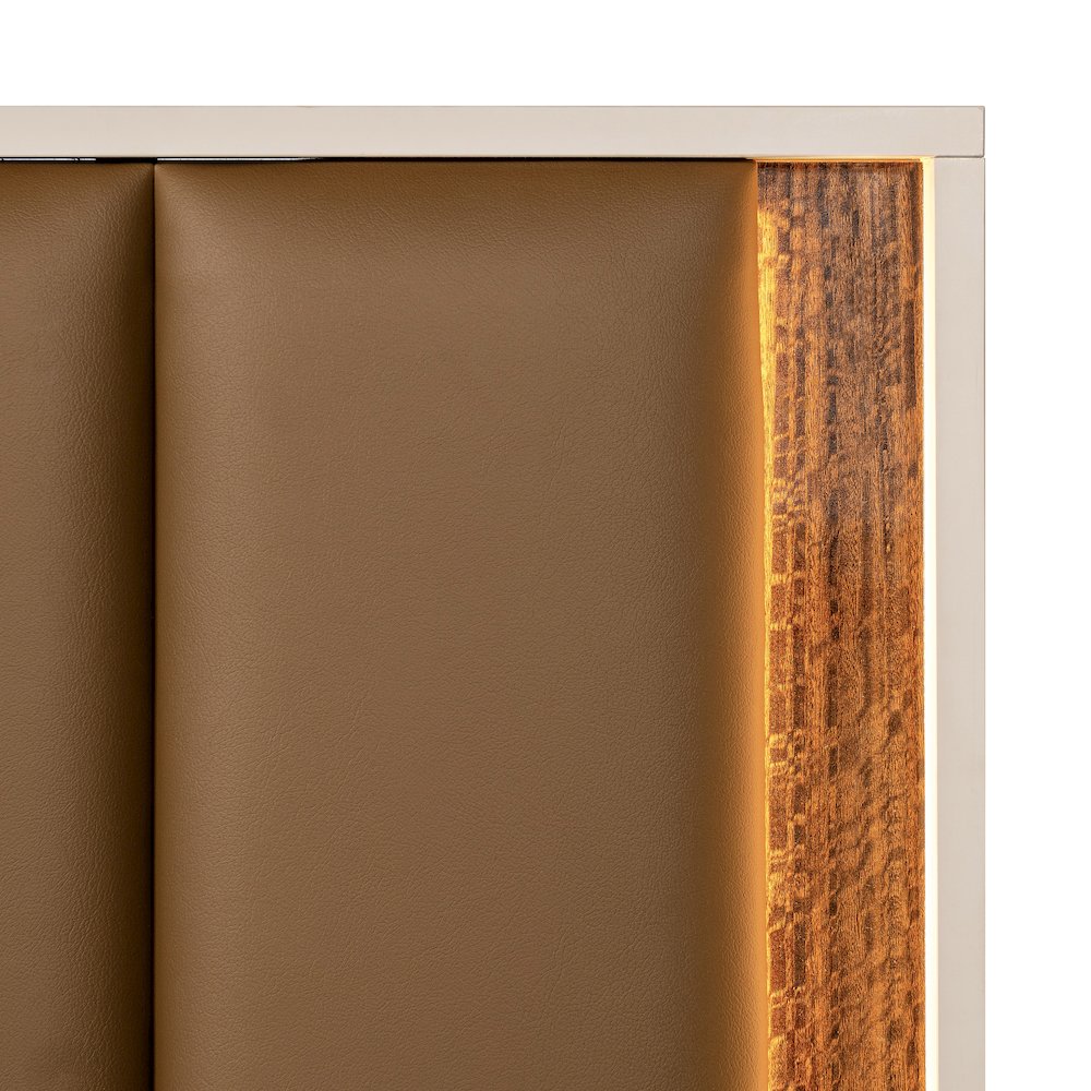 Pavira Eastern King Bed with LED Lights - Walnut