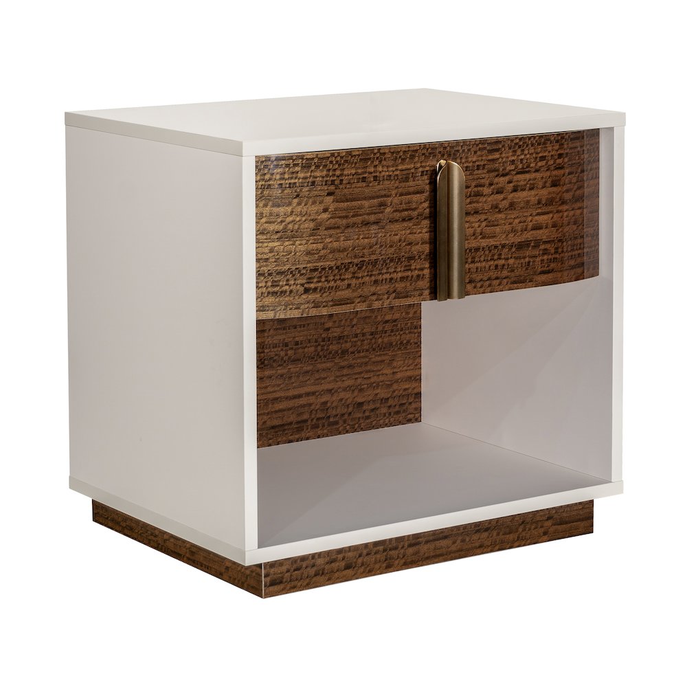 Pavira 1-Drawer Nightstand with LED Lights - Walnut