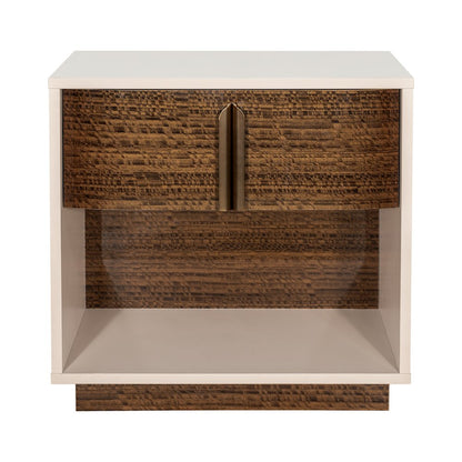 Pavira 1-Drawer Nightstand with LED Lights - Walnut