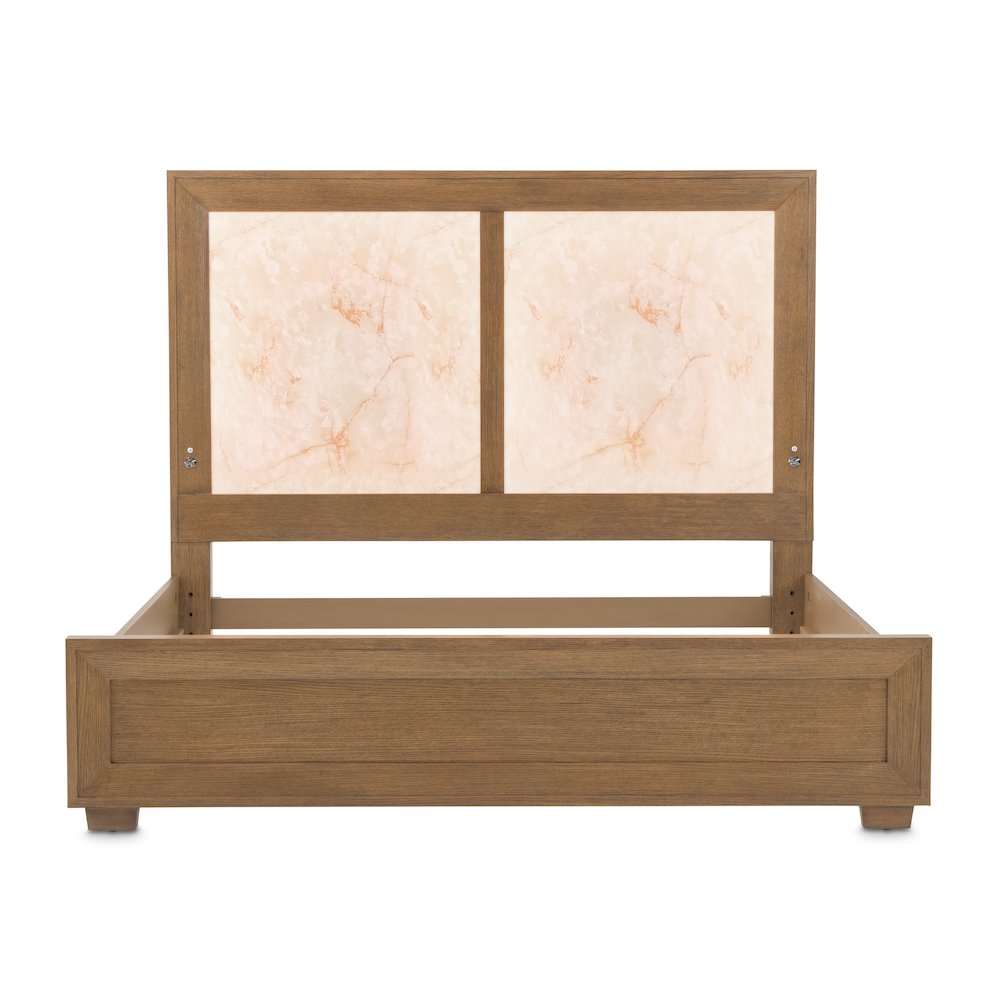 Portrait Eastern King Panel Bed with LED Lights - Sienna Brown