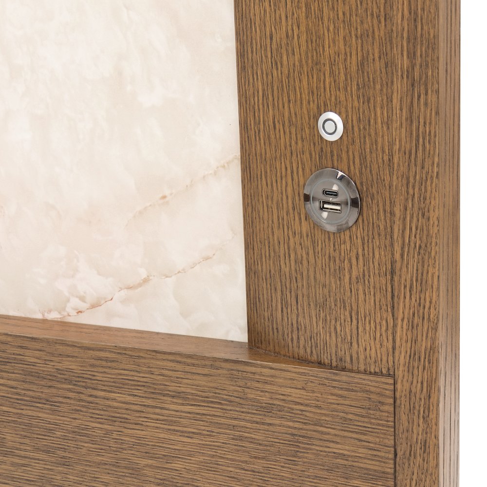 Portrait Eastern King Panel Bed with LED Lights - Sienna Brown