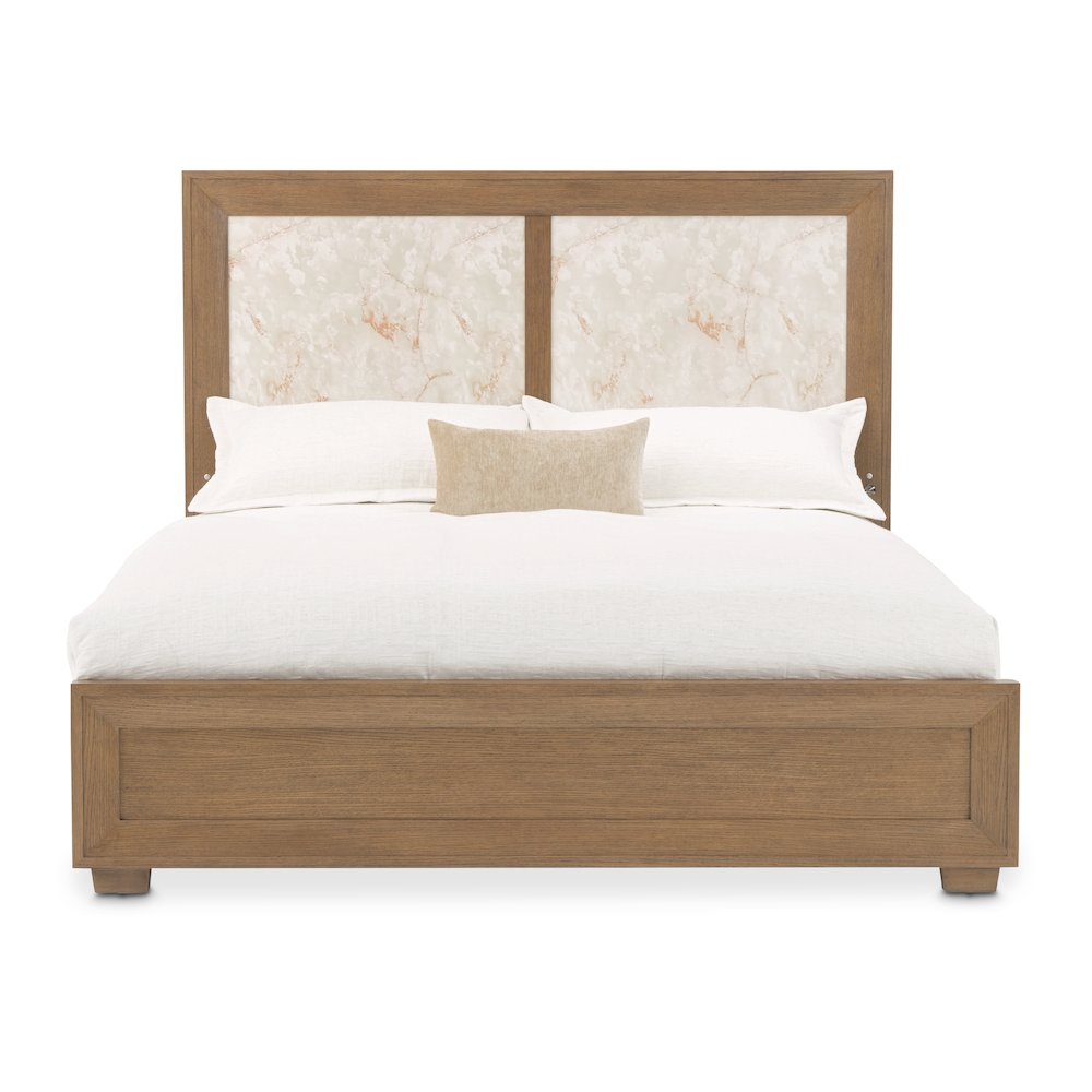 Portrait Eastern King Panel Bed with LED Lights - Sienna Brown