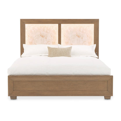 Portrait Queen Panel Bed with LED Lights - Sienna Brown