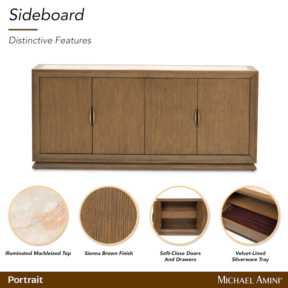 Portrait Sideboard with LED Lights - Sienna Brown