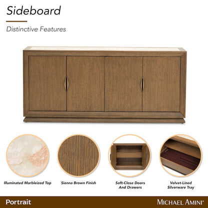 Portrait Sideboard with LED Lights - Sienna Brown