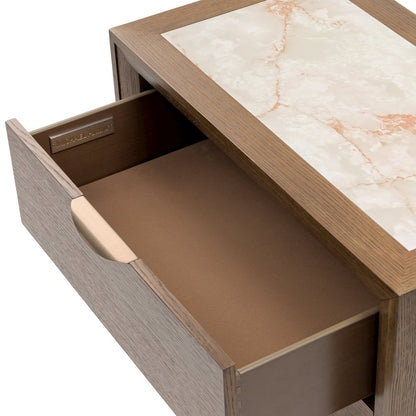Portrait 2-Drawer Nightstand with LED Lights - Sienna Brown