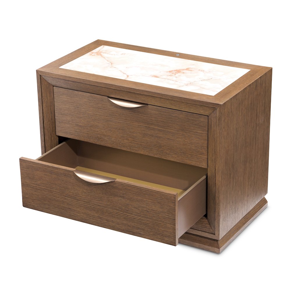 Portrait 2-Drawer Nightstand with LED Lights - Sienna Brown