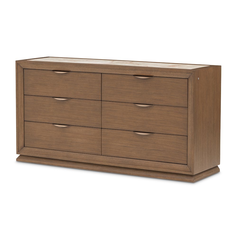 Portrait Small Dresser with LED Lights - Sienna Brown