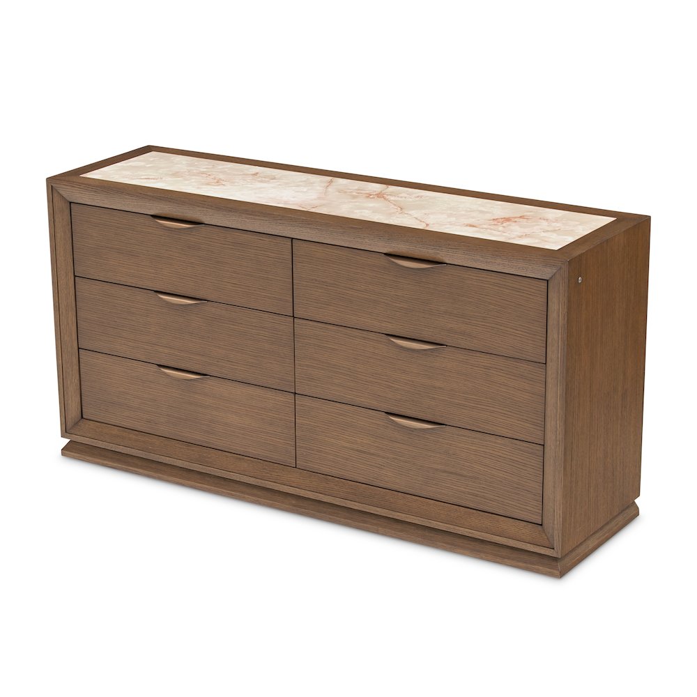 Portrait Small Dresser with LED Lights - Sienna Brown