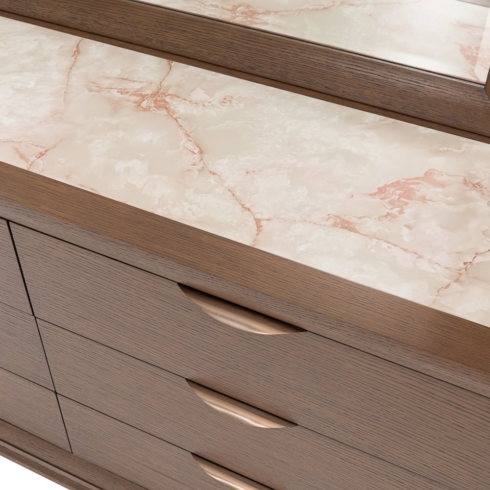 Portrait Small Dresser with LED Lights - Sienna Brown
