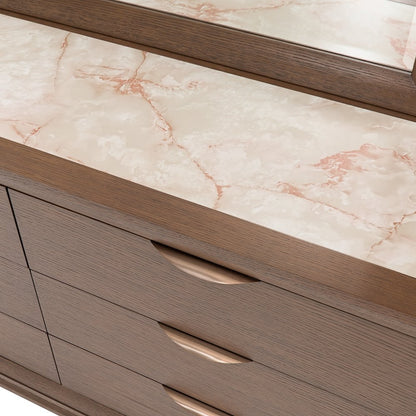 Portrait Small Dresser with LED Lights - Sienna Brown