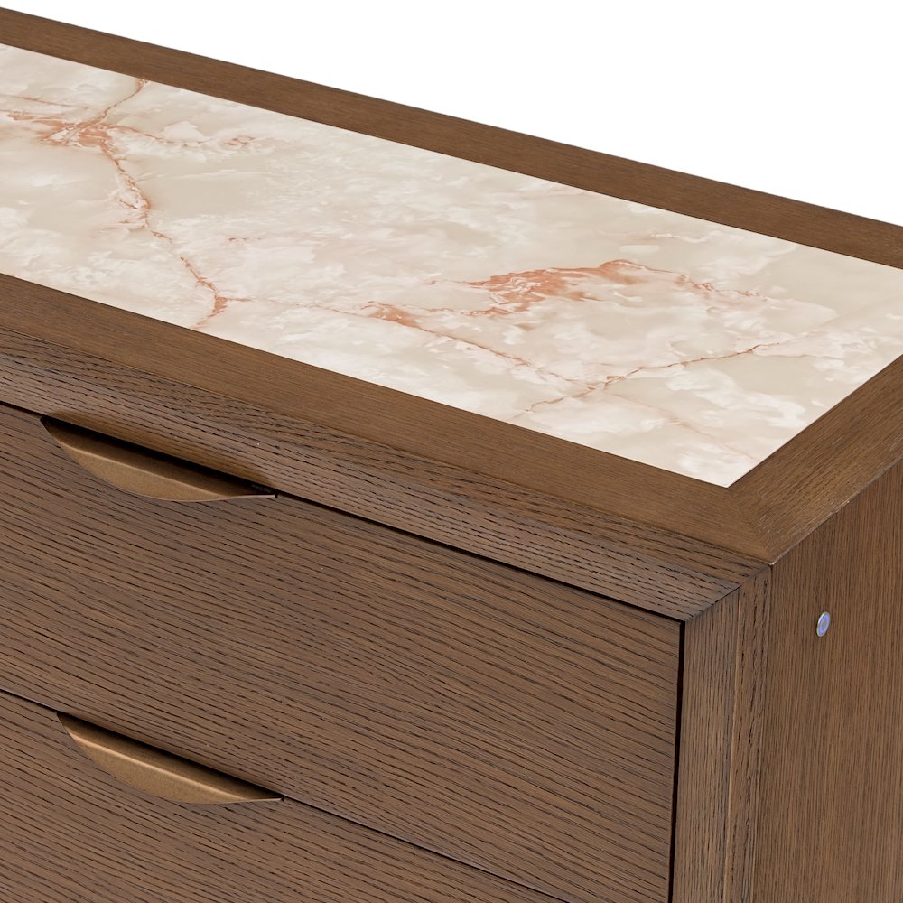 Portrait Small Dresser with LED Lights - Sienna Brown
