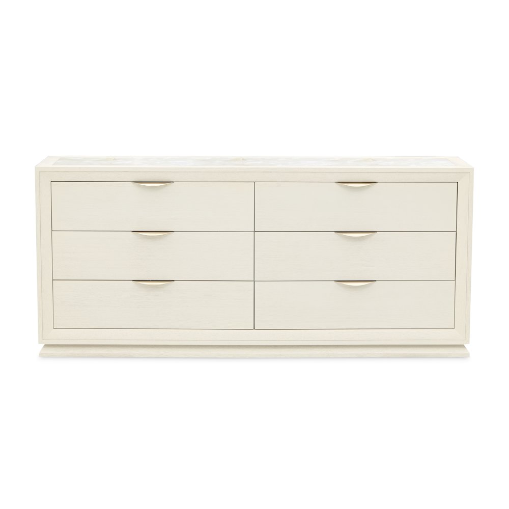 Portrait Dresser with LED Lights - Alabaster White
