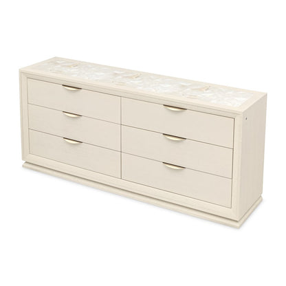 Portrait Dresser with LED Lights - Alabaster White