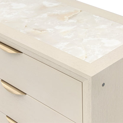 Portrait Dresser with LED Lights - Alabaster White