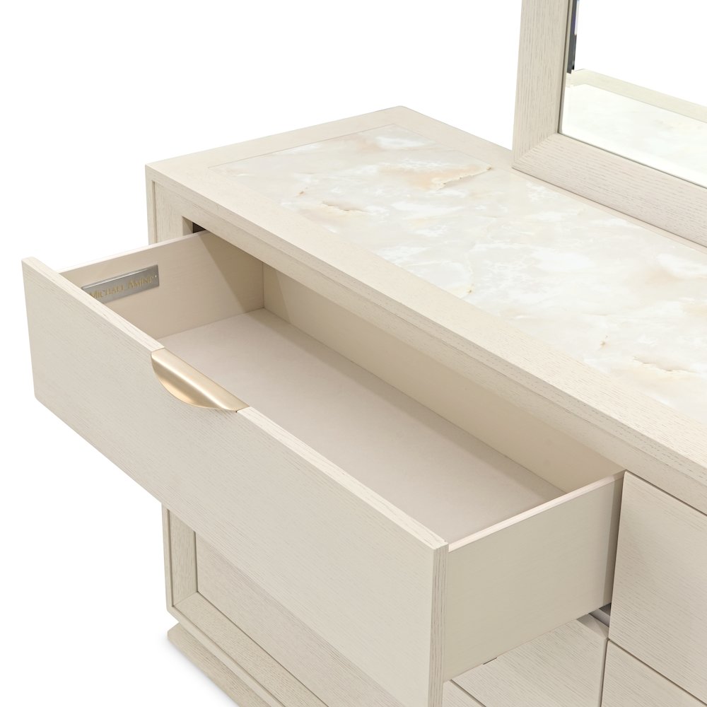 Portrait Dresser with LED Lights - Alabaster White