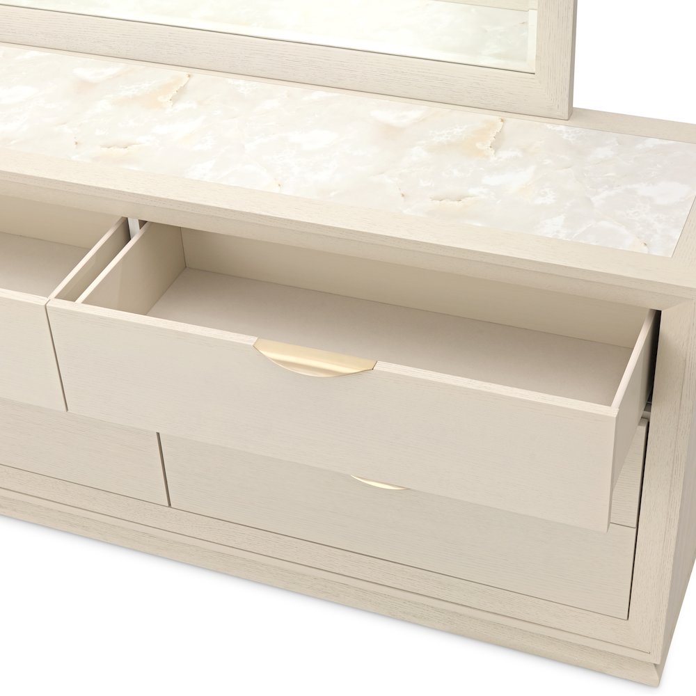 Portrait Dresser with LED Lights - Alabaster White