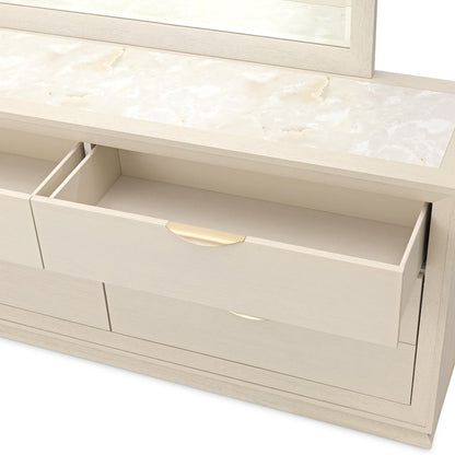 Portrait Dresser with LED Lights - Alabaster White