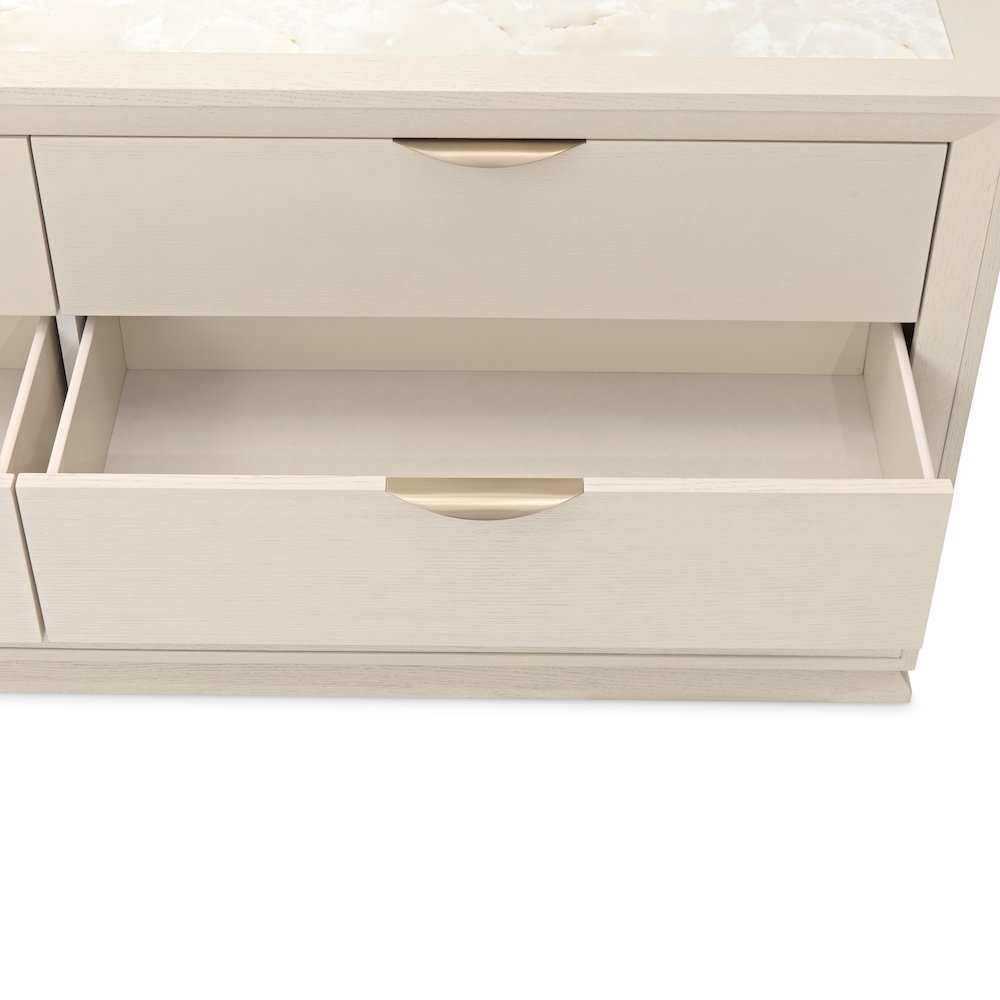 Portrait Dresser with LED Lights - Alabaster White