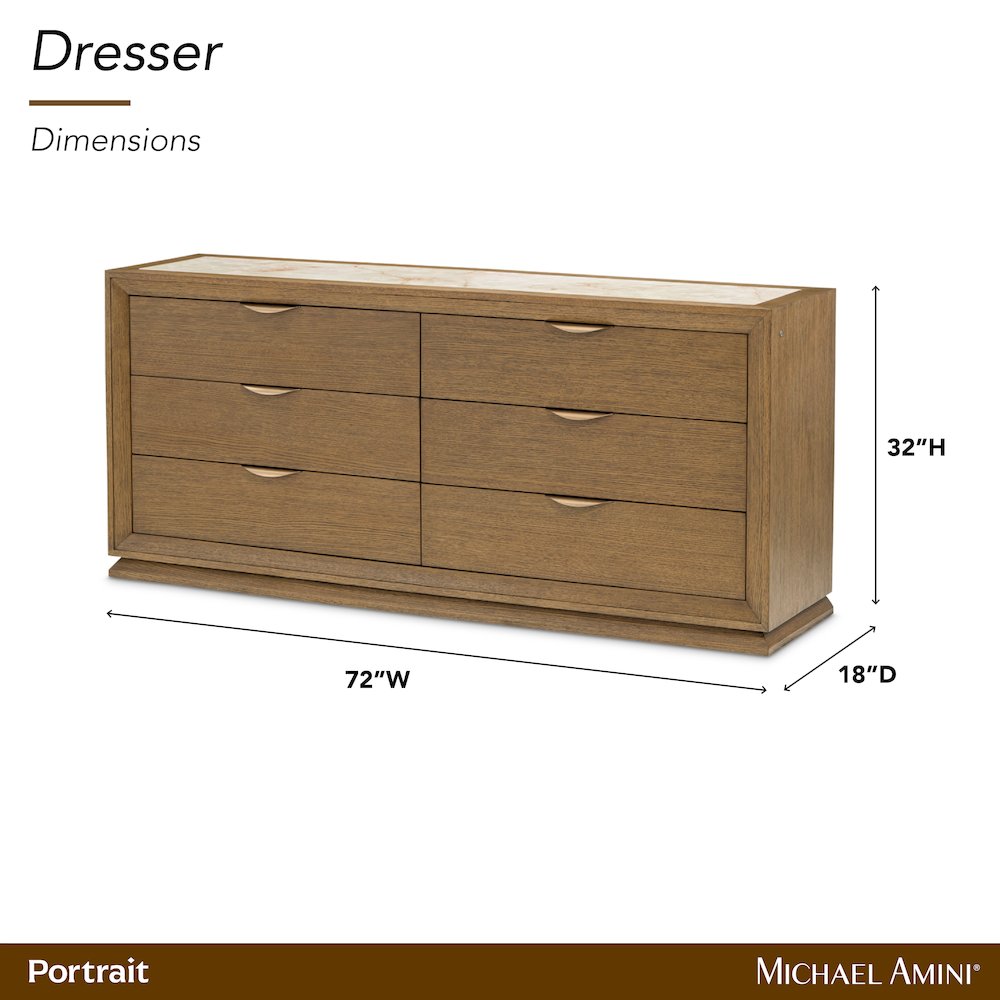 Portrait Dresser with LED Lights - Sienna Brown