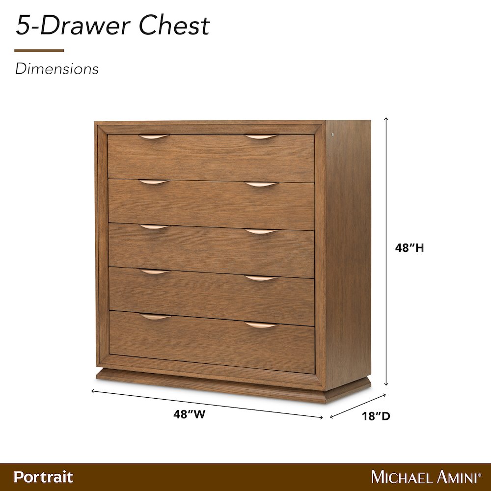 Portrait 5-Drawer Chest with LED Lights - Sienna Brown