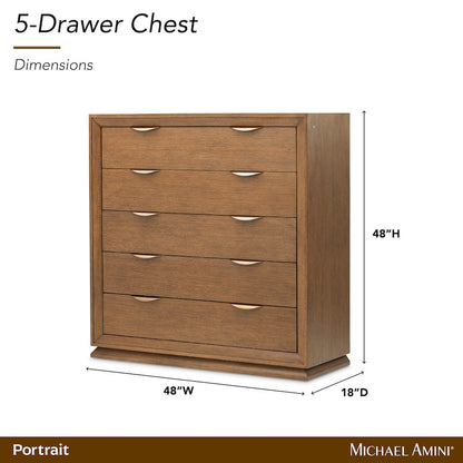 Portrait 5-Drawer Chest with LED Lights - Sienna Brown