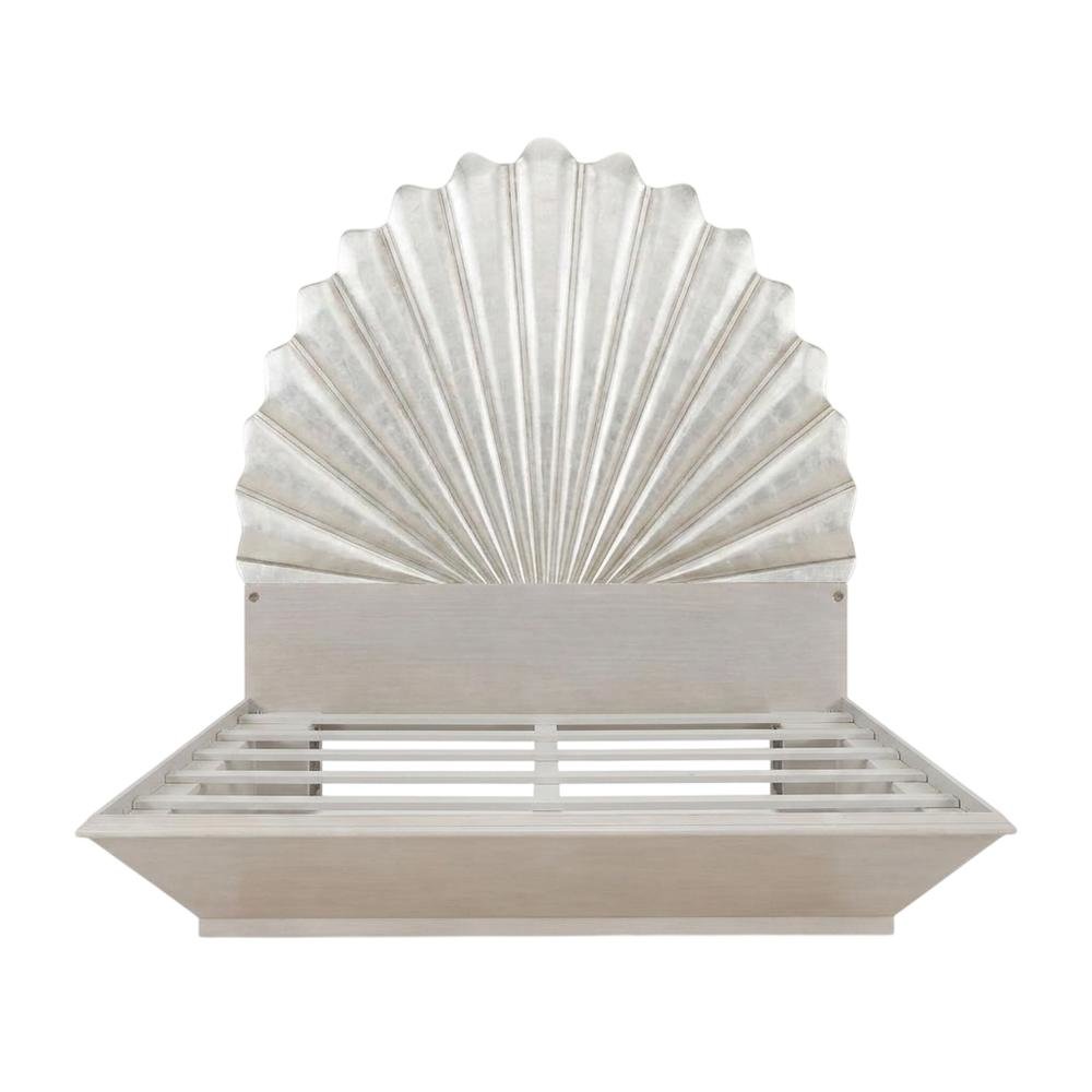 King Fan Bed in Silver Leaf for Elegant Bedroom Decor