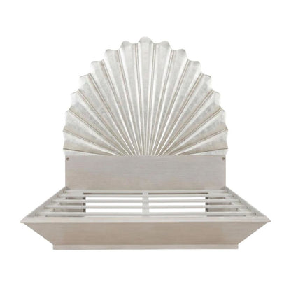King Fan Bed in Silver Leaf for Elegant Bedroom Decor