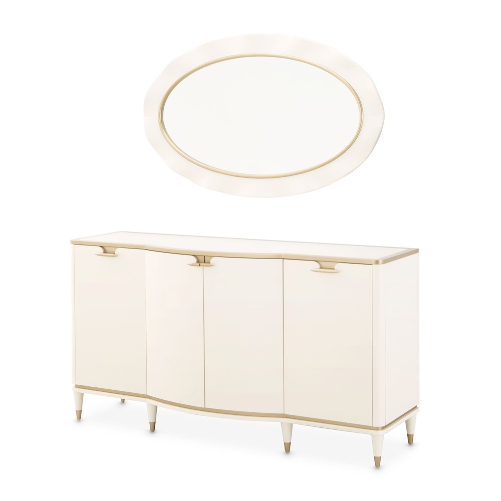 La Terrazza Sideboard with Mirror - Creamy Pearl