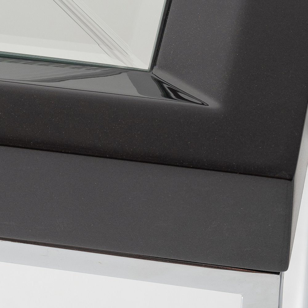 Carmela End Table - Glossy Charcoal Sand
