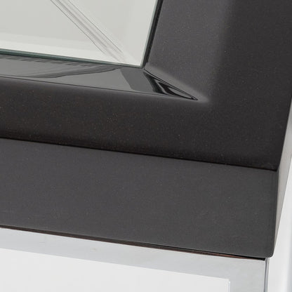 Carmela End Table - Glossy Charcoal Sand