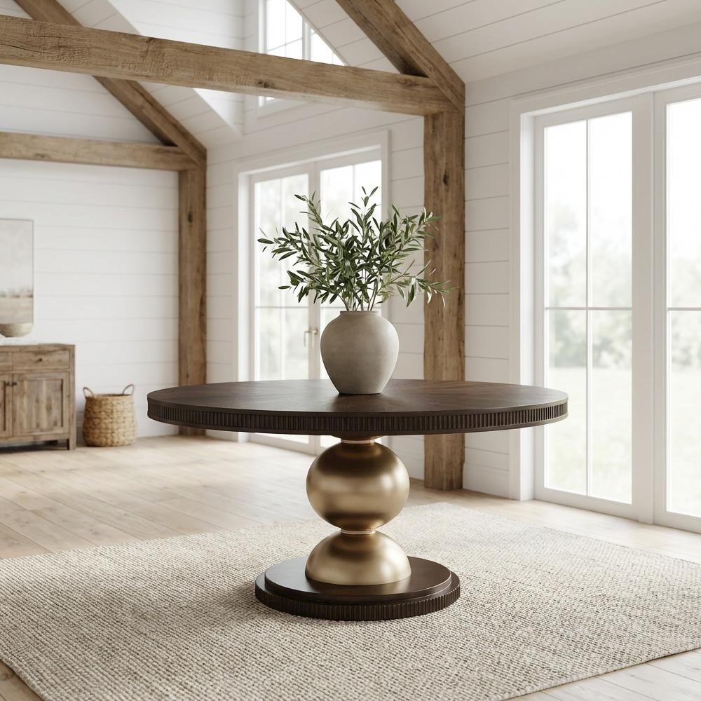 West Kensington Round Dining Table - Medium Espresso