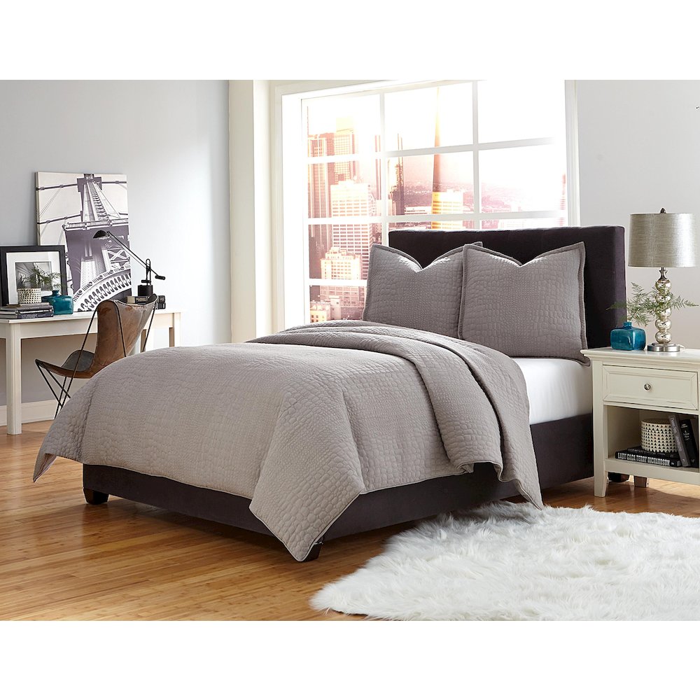 Trent 3-Piece King Coverlet/DuvetSet - Gray