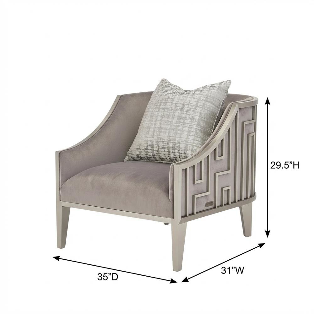 Roxbury Park Velvet Accent Chair - Gray Pearl/Stainless Steel