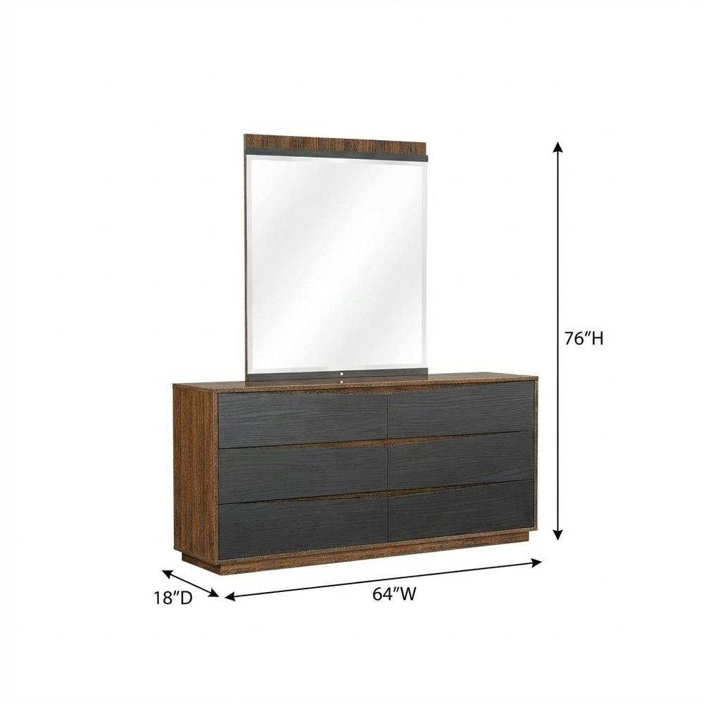 Kayner Dresser with Mirror - Charcoal