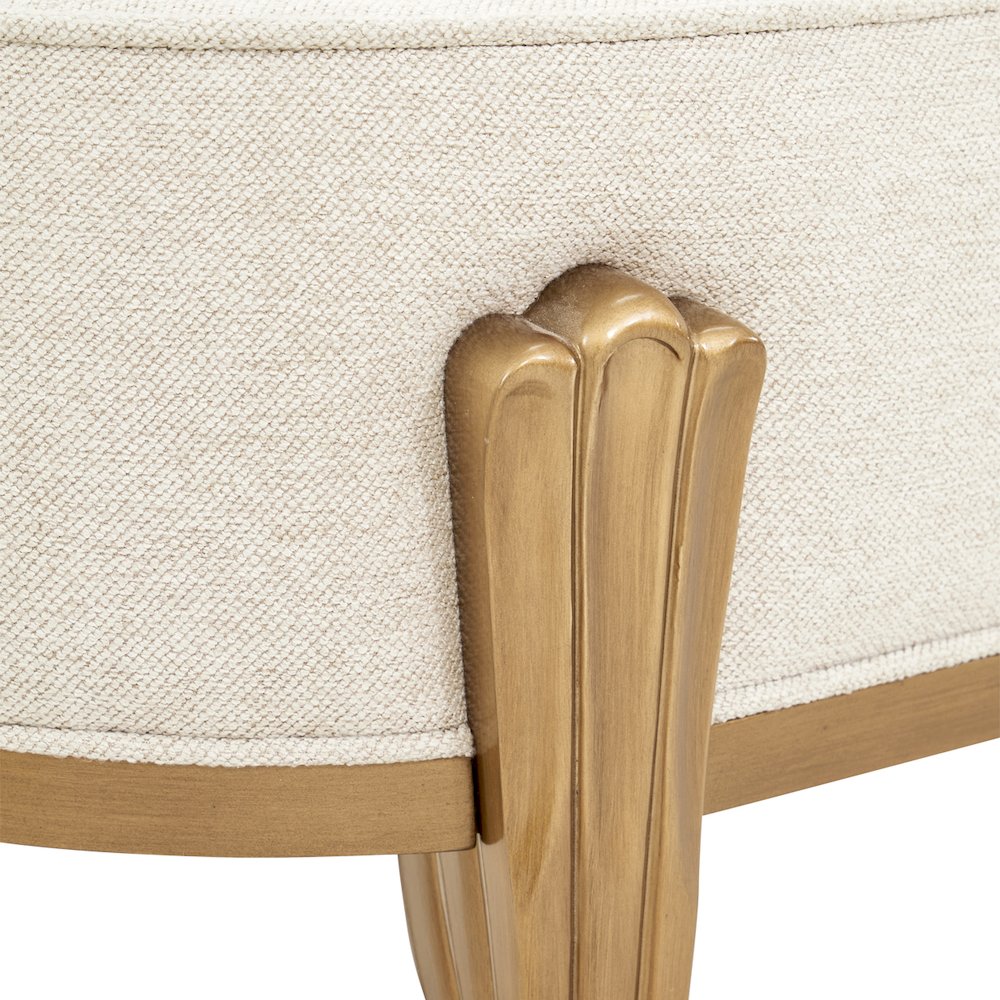 Camellia Field Accent Bench - Linen/Antique Gold