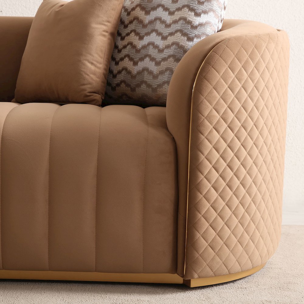 Ariana Velvet Sofa - Caramel/Gold