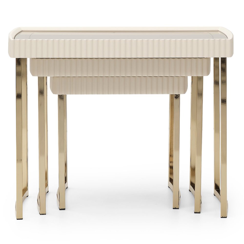 Lisbon Nesting Tables, Set of 3 - Silken Matte Cream