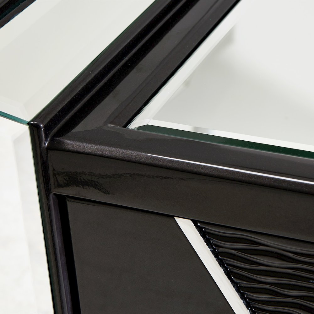 Carmela Console Table - Glossy Charcoal Sand