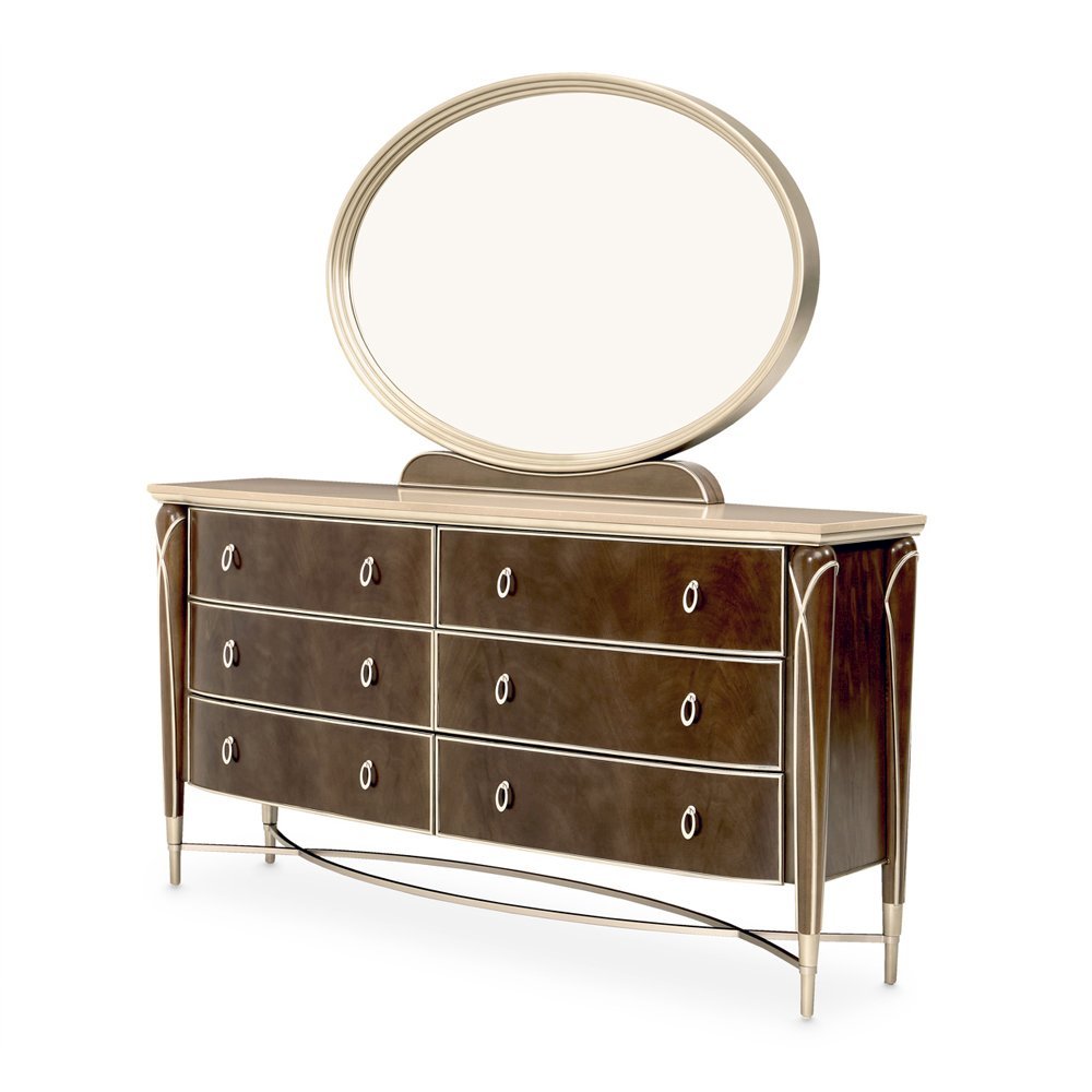 Villa Cherie Dresser & Mirror - Hazelnut
