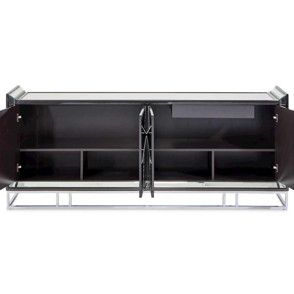 Carmela Console Table - Glossy Charcoal Sand