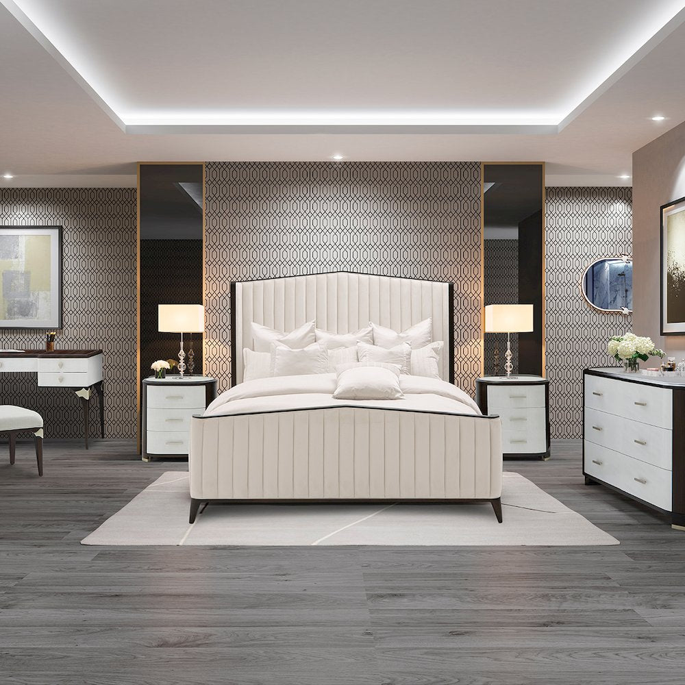 Paris Chic Cal. King Channel Tufted Panel Bed - Espresso