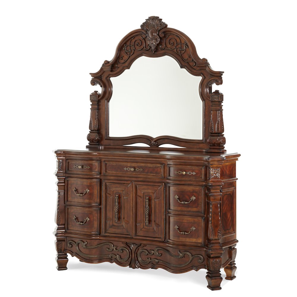 Windsor Court Dresser with Mirror - Vintage Fruitwood