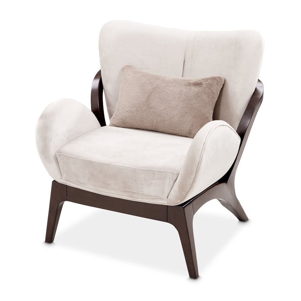 Camellia Field Velvet Accent Chair - Porcini/Warm Pecan