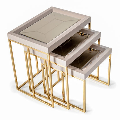 Carmela Nesting Tables, Set of 3 - Shimmer Ivory